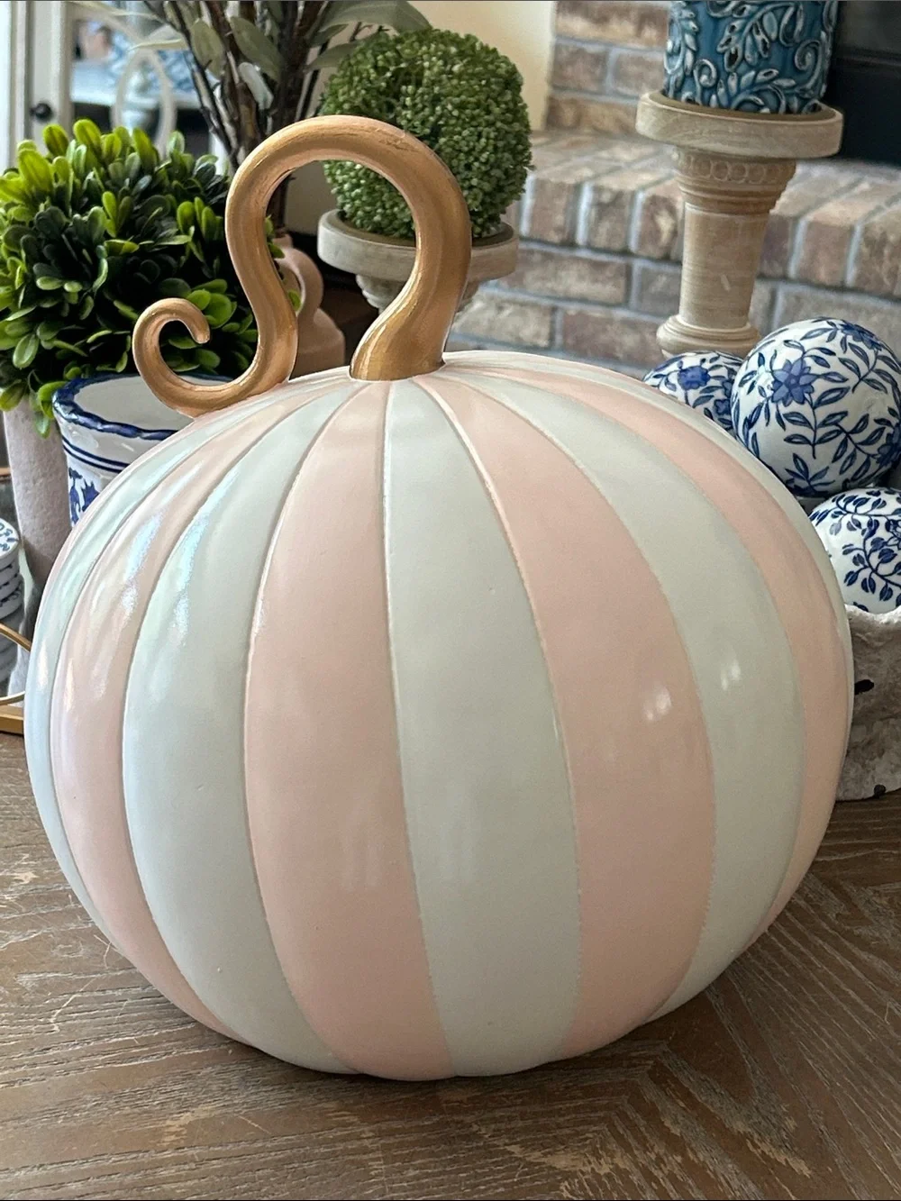 NEW! LARGE Gothic Pink & White Striped Good Witch Outdoor Halloween Fall Pumpkin